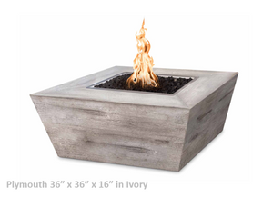 The Outdoor Plus Plymouth Square Wood Grain Concrete Fire Pit