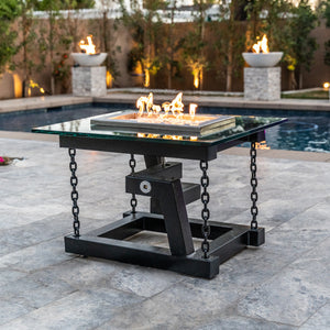 The Outdoor Plus Newton Powde Coated Fire Pit / Chain Support + Free Cover