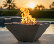 Slick Rock Concrete Ridgeline Square Fire Bowl with Electronic Ignition