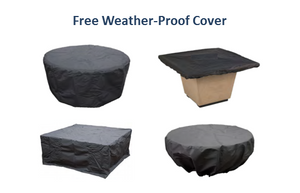 The Outdoor Plus Tacoma Wood Grain Concrete and Steel Fire Table + Free Cover
