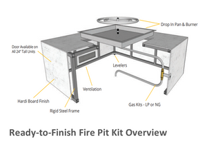 The Outdoor Plus 60" x 28" x 15" Ready-to-Finish Coronado Gas Fire Pit Kit + Free Cover - The Fire Pit Collection