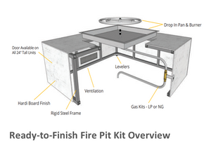 The Outdoor Plus 60" x 36" x 24" Ready-to-Finish Catalina Gas Fire Pit Kit + Free Cover - The Fire Pit Collection