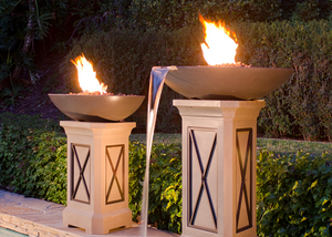 American Fyre Designs 32" Marseille Fire Bowl with Water Spout + Free Cover - The Fire Pit Collection