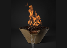 Slick Rock Concrete Cascade Conical Fire on Glass Water Bowl with Match Ignition + Free Cover