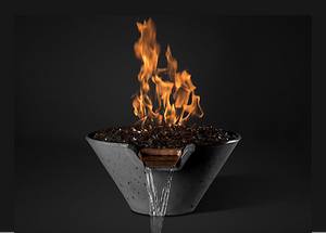 Slick Rock Concrete Cascade Conical Fire on Glass Water Bowl with Electronic Ignition + Free Cover