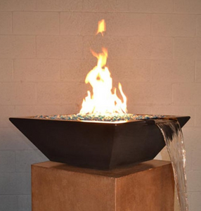 Fire by Design Geo Square Fire & Water Bowl + Free Cover - The Fire Pit Collection