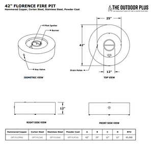The Outdoor Plus 42" Florence Metal Fire Pit + Free Cover