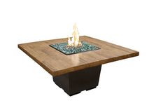 American Fyre Designs Reclaimed Wood Cosmo Square Dining Firetable with Electronic Ignition