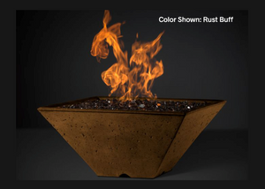 Slick Rock Concrete Ridgeline Square Fire Bowl with Match Ignition + Free Cover