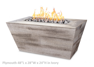 The Outdoor Plus Plymouth Rectangular Wood Grain Concrete Fire Pit