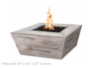 The Outdoor Plus Plymouth Square Wood Grain Concrete Fire Pit