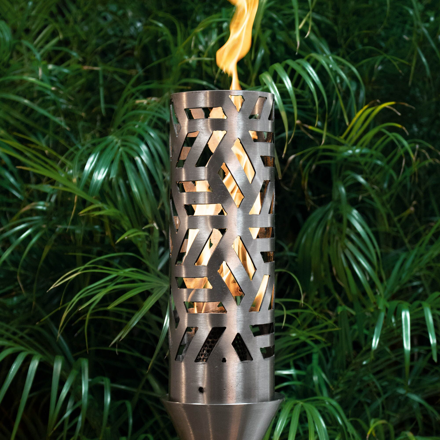 The Outdoor Plus Cubist Fire Torch / Stainless Steel + Free Cover - The Fire Pit Collection