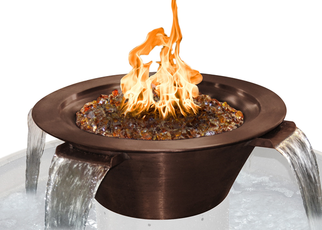 The Outdoor Plus Cazo 4-Way Copper Fire & Water Bowl + Free Cover - The Fire Pit Collection