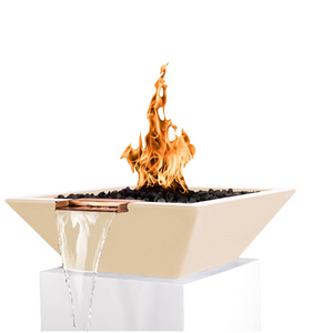 The Outdoor Plus Maya Concrete Fire & Water Bowl + Free Cover - The Fire Pit Collection