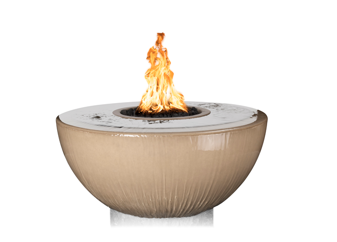 The Outdoor Plus Sedona 360° Concrete Fire & Water Bowl + Free Cover - The Fire Pit Collection