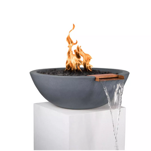 The Outdoor Plus Sedona Concrete Fire & Water Bowl + Free Cover - The Fire Pit Collection
