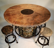 Waterstone Round Stone Fire Bar with Gabion Base - The Fire Pit Collection