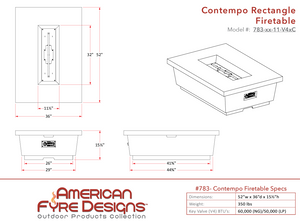 American Fyre Designs Contempo Rectangle Firetable + Free Cover