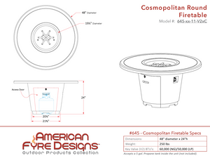 American Fyre Designs Cosmopolitan Round Firetable + Free Cover
