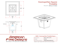 American Fyre Designs Cosmopolitan Square Firetable + Free Cover